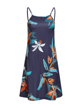 Flower Print Crew Neck Sleeveless Suspender Skirt Loose Midi Dress